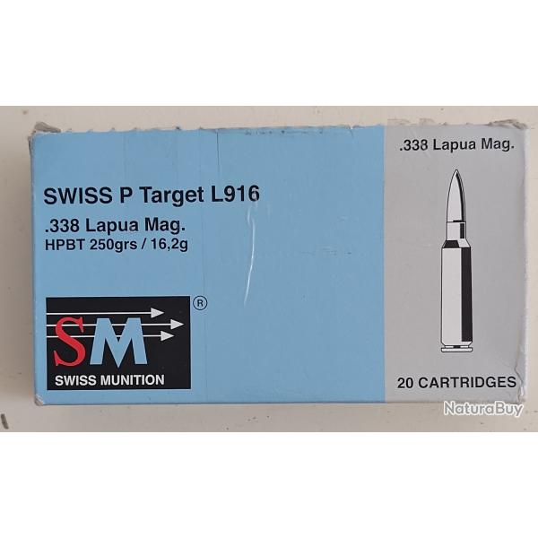 16 MUNITIONS SWISS P Target L916 Cal 338 Lapua Magnum 250gr 1 Sans prix de rserve