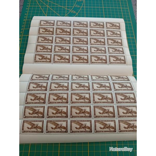 Feuille timbres complte Indochine poste arienne numero1