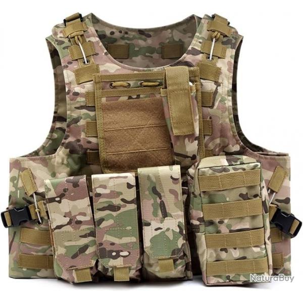 Gilet Tissu Oxford 600D Tactique Militaire de Chasse