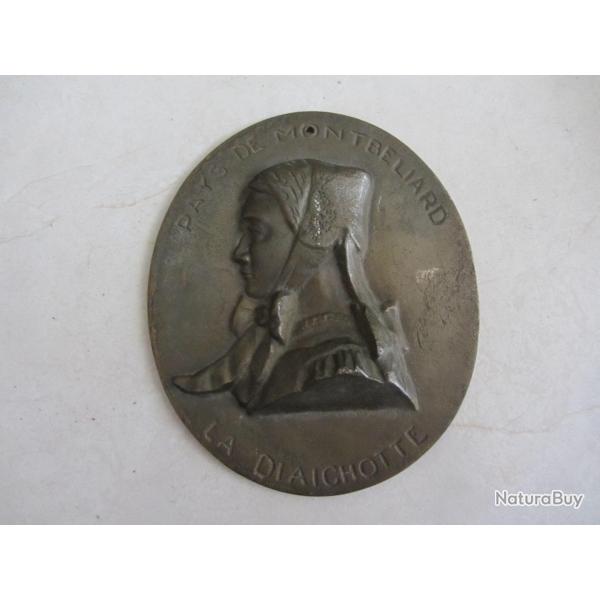Plaque en bronze La Diaichotte Montbliard 1900