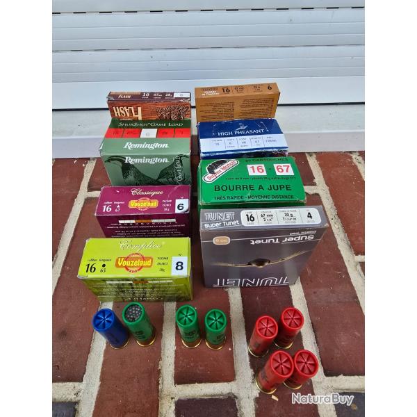 Lot de 100 cartouches calibre 16 chambr 65/67