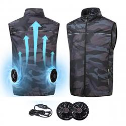 Gilet ventilé rafraîchissant homme été - Veste climatisée ventilateur USB, pêche, travail, randonnée