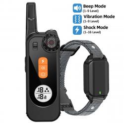 Collier de Dressage Chien IPX7 Etanche Télécommande Longue Portée Bip Vibration Choc Anti-Aboiement