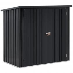 Abri de jardin cabane cabanon en métal 145 x 86 x 135 cm acier inoxydable acier galvanisé noir 14_0