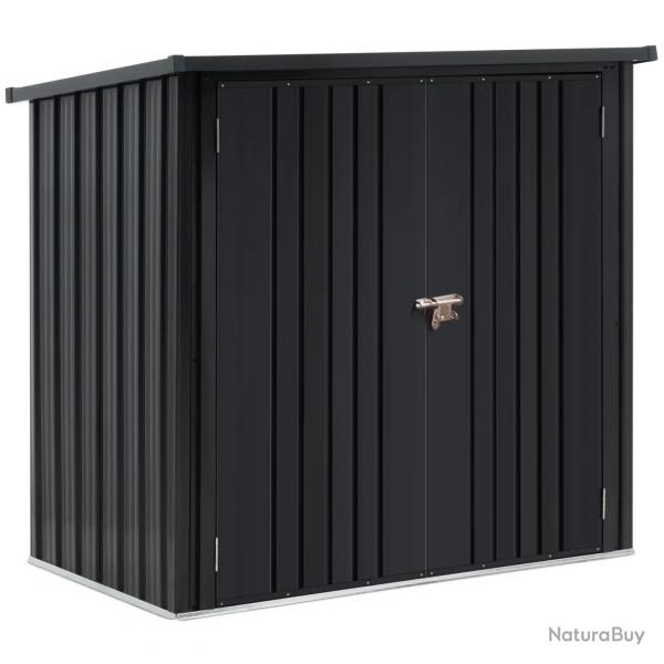 Abri de jardin cabane cabanon en mtal 145 x 86 x 135 cm acier inoxydable acier galvanis noir 14_0