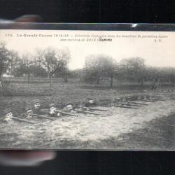 infanterie française dans les tranchées de premières lignes aux environs de roye somme 1914-15 cpa