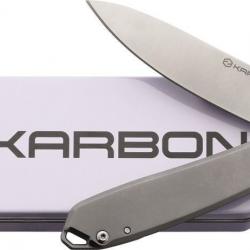 Couteau Karbon Tidbit Lame Acier S35VN Manche Titane Gray IKBS Framelock Clip KARB109