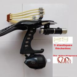 Fronde de Précision Professionnelle Laser 3x Élastiques Puissants Protection Main + Lampe