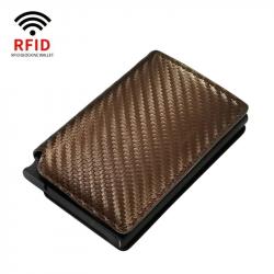 Porte-Cartes Rigide Anti-RFID Marron Carbone | Aluminium & Carbone | Ultra-fin & Robuste