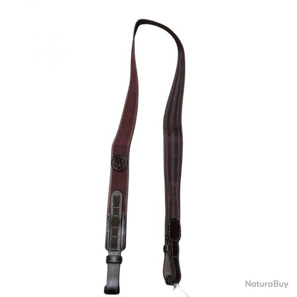 Bretelle SAUER cuir et tissu marron anti drapant