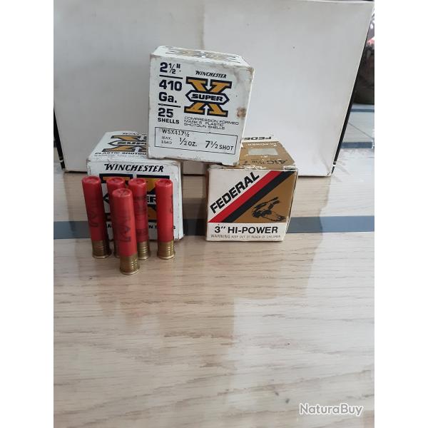 Lot cartouches cal 410 pb71/2 :55 WINCHESTER SUPER X-25 FEDERAL 3"HI-POWER