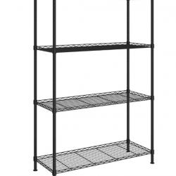 Étagère rangement 4 niveaux 90x35x137 cm Noir fer pratique transportable facile