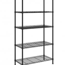 Étagère de rangement 5 niveaux 90x35x180 cm Noir fer robuste pratique transportable facile