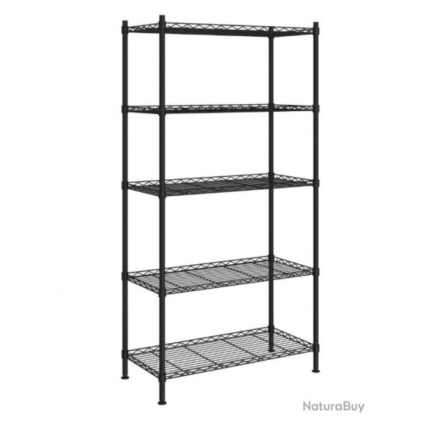 tagre de rangement 5 niveaux 90x35x180 cm Noir fer robuste pratique transportable facile