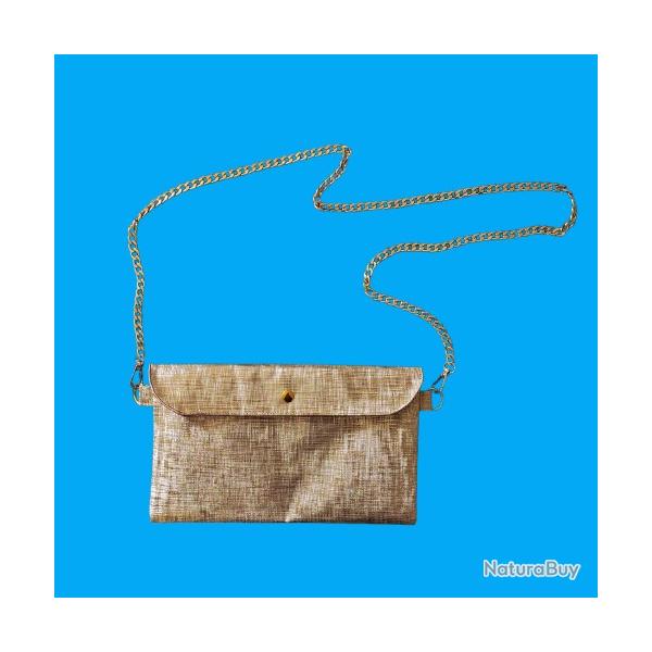 Magnifique Pochette Dore Sac  Main pour Crmonie Fait Main Neuf