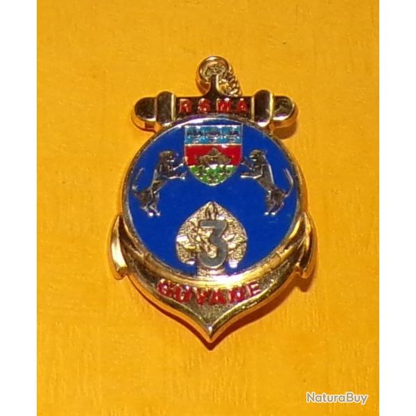 3 Rgiment du Service Militaire Adapt, GUYANE, opaque ,  rondache bleue aux armes de Cayenne, chif