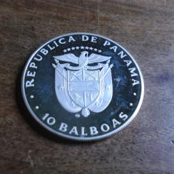 m&eacute;daille r&eacute;publica panama argent 10 balboas "" 1982