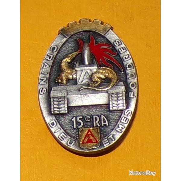 15 Rgiment d'Artillerie, ovale, dos lisse, 2 pontets, FABRICANT DELSART SENS  ,  HOMOLOGATION 2546