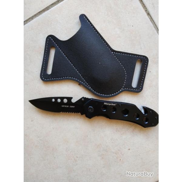 A SAISIR - Superbe couteau technique de trs bonne qualit MORPILOT avec tui de ceinture NEUFS