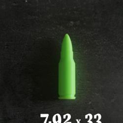 Lot de 3 Douilles de manipulation, tir à sec 7.92 x33 Kurz Sturmgewehr STG44