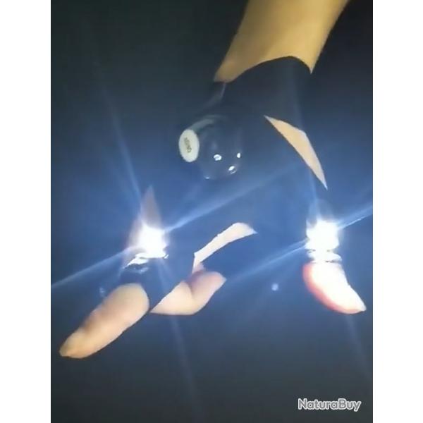 GANT LAMPE LED SANS DOIGT ETANCHE POUR LA PECHE OU BRICOLER DANS LES COINS SOMBRES