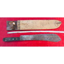 Machette anglaise règlementaire fourreau cuir sable Blackman 1951, lame Kitchener Sheffield 1955