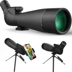 Longue Vue Lunette Repérage 25-75x100 HD FMC BAK4 Puissante avec Trépied Aptateur Smartphone Sac