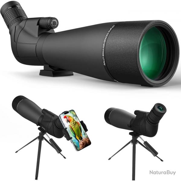 Longue Vue Lunette Reprage 25-75x100 HD FMC BAK4 Puissante avec Trpied Aptateur Smartphone Sac