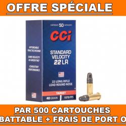 IMBATTABLE ! BOITE DE 500 CARTOUCHES CCI STANDARD VELOCITY LRN CAL.22LR 40GR