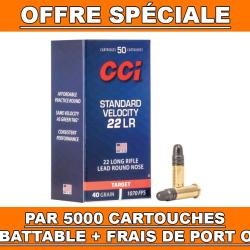 IMBATTABLE ! CARTON DE 5000 CARTOUCHES CCI STANDARD VELOCITY LRN CAL.22LR 40GR
