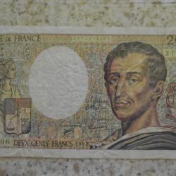 billet banque 200 francs Montesquieu 1986
