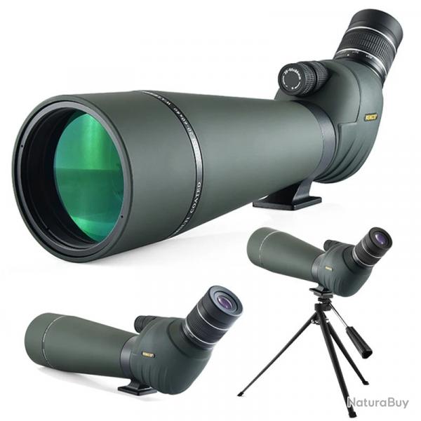 Longue Vue 25-60x80 HD Lunette de Reprage avec Trpied Pochette Prisme BAK4 Tir Sportif Observation