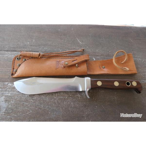 Couteau de chasse "AUTO messer PUMA 6390. Allzweck-Messer D.B.G.M. Germany". Etui cuir.