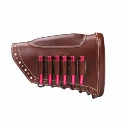 Cartouchière de crosse pour gaucher - calibre .308 30.06, etc. - cuir véritable - LIVRAISON GRATUITE