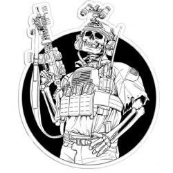 sticker / autocollant SQUELETTE MILITAIRE