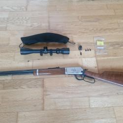 WINCHESTER 9422 CAL 22 LR avec lunette de tir + guidon fibre optique + hausse