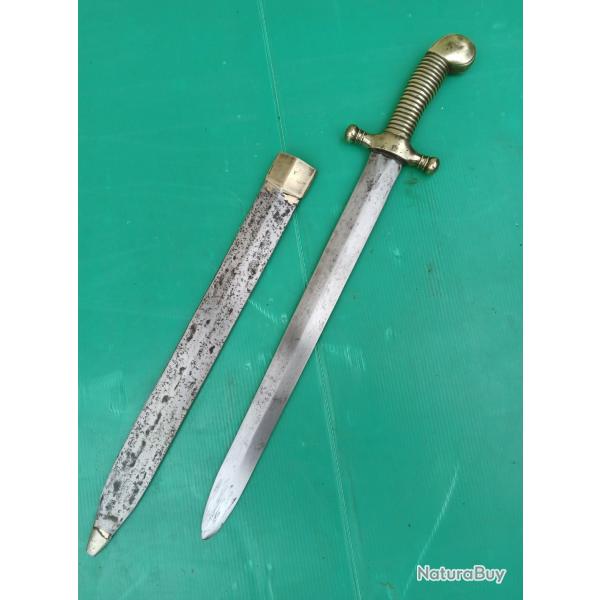 ANCIEN  GLAIVE  DE  GARDE  FORESTIER  .  LAME AVEC SIGNATURE  .  AUCUN JEU . 19eme Siecle  .