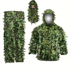 Costume de Camouflage Ghillie Adulte Avec Masque Chasse observation Vert