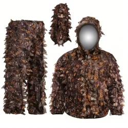 Costume de Camouflage Ghillie Adulte Avec Masque Chasse observation Marron