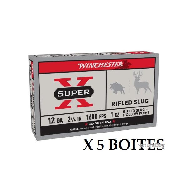 5 Boites de Slug Super X Winchester 12/70 28g