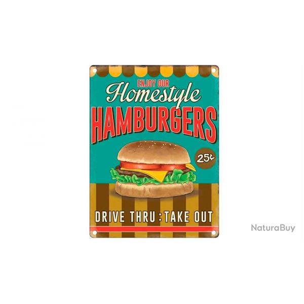 Plaque en mtal Hamburgers