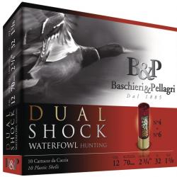 Cartouches B&P Calibre 12/70 Dual Shock 32 g N°6+4 Bourre jupe (Cuivre + Cuivre zingué)