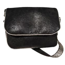 Superbe Sac à main Besace Noir Scintillant Simili Cuir Fait Main Neuf