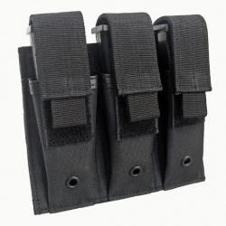 Porte chargeur triple tactique - Noir - Velcro - Pour arme de poing
