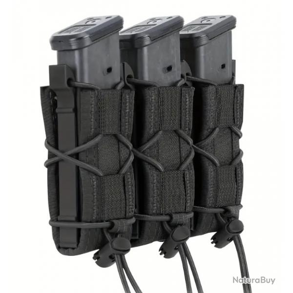 Porte chargeur triple tactique -Type Taco - Noir - Pour arme de poing