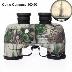 Jumelles Marines 10x50 IPX7 Boussole et Télémètre FMC BAK4 Etanches avec Sac Sangle piles Camouflage