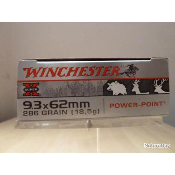 OFFRE 2XMUNITIONS BALLES WINCHESTER 9.3X62 POWER POINT LIVRAISON OFFERTE