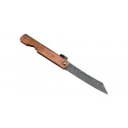 Couteau Higonokami Irogane Damascus - Lame 74mm - Manche Cuivre