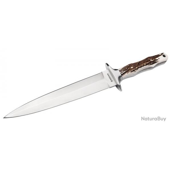 Couteau Boker Colmillo HX - Lame 250mm - Manche Bois de Cerf - Etui cuir
