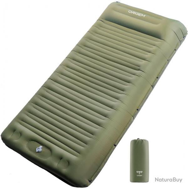 Matelas Camping de 14cm d'paisseur, Autogonflant Ultra Lger avec Pompe  Pied et Oreiller